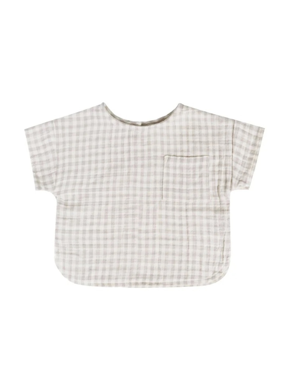 Quincy Mae Toddler Woven Boxy Top - Silver Gingham